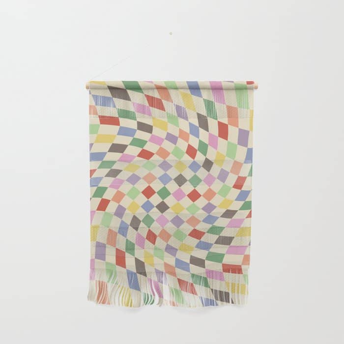 Colorful Checkered Swirl Pattern Wall Hanging