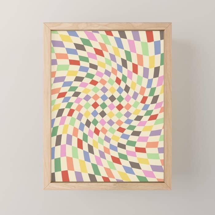 Colorful Checkered Swirl Pattern Mini Art Print
