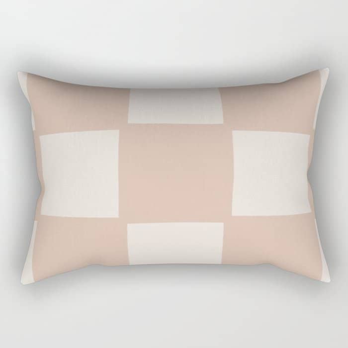 Playful Check In Sandy Beige Rectangular Pillow