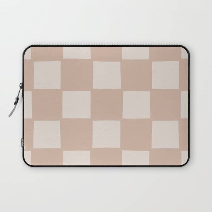 Playful Check In Sandy Beige Laptop Sleeve
