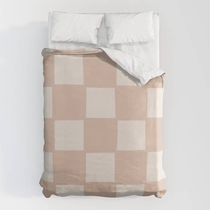 Playful Check In Sandy Beige Duvet Cover