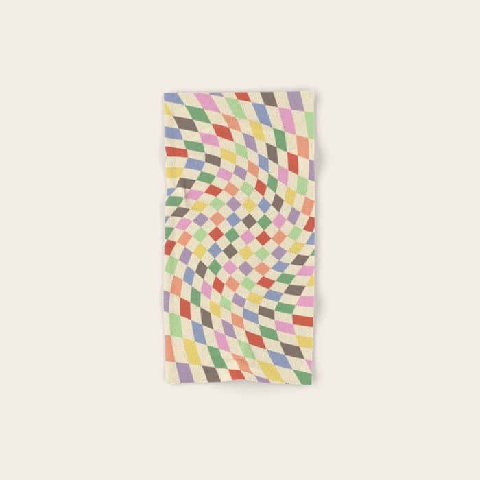 Colorful Checkered Swirl Pattern Bath Towel