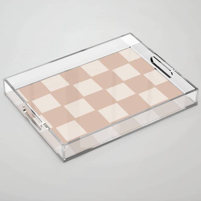 Playful Check In Sandy Beige Acrylic Tray