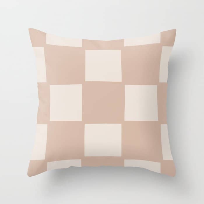 Playful Check In Sandy Beige Throw Pillow