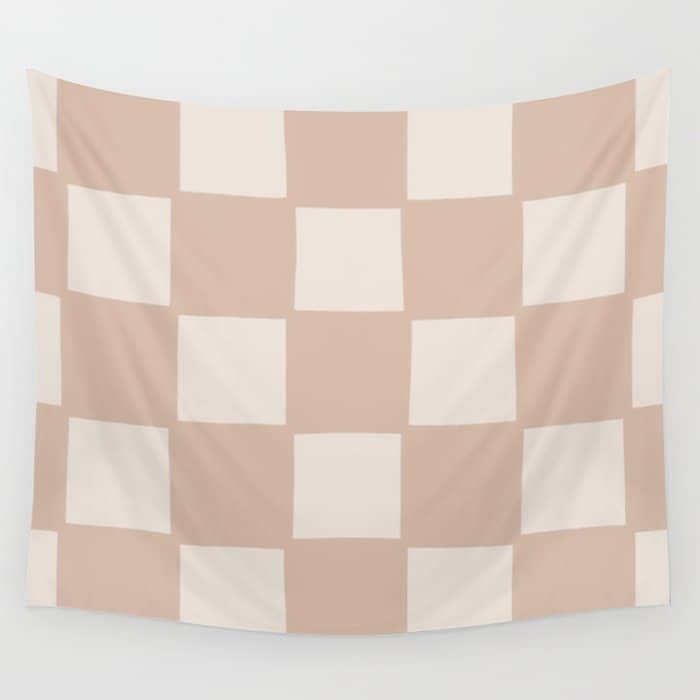 Playful Check In Sandy Beige Wall Tapestry