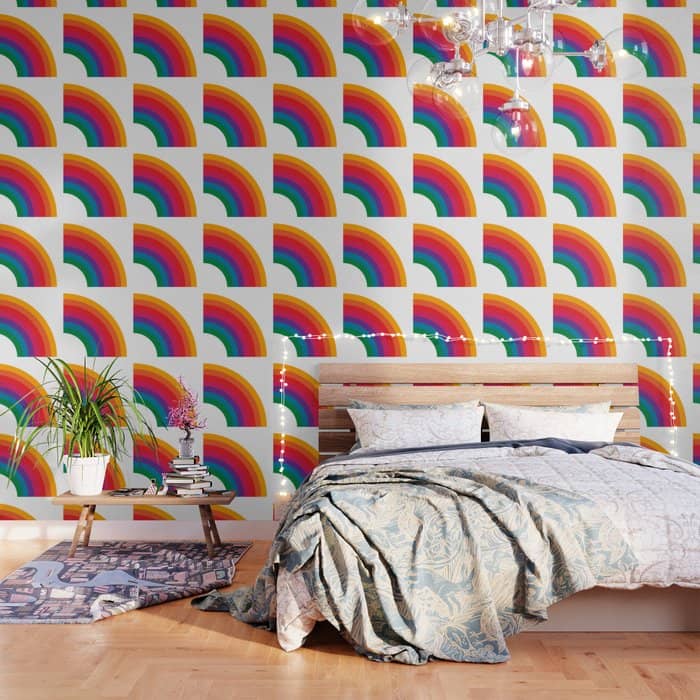 Retro Bright Rainbow - Right Side Wallpaper