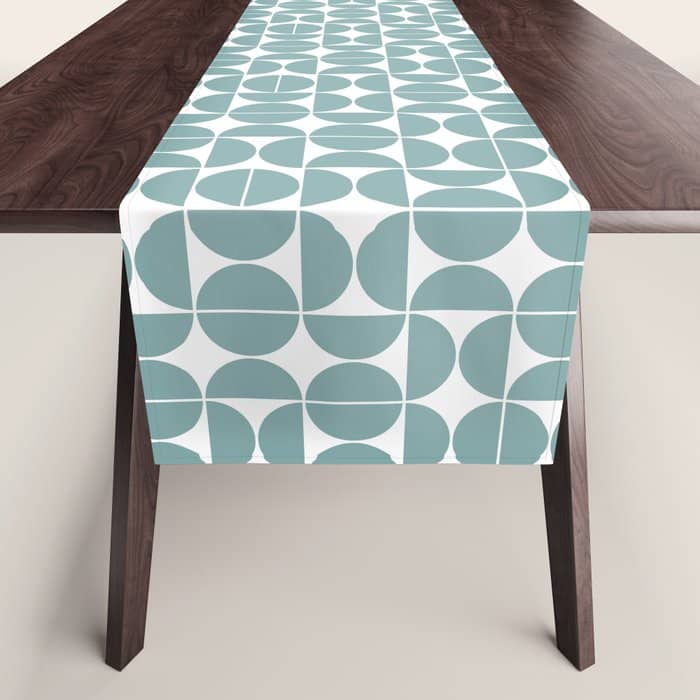 Mid Century Modern Geometric 04 Glass Blue Table Runner