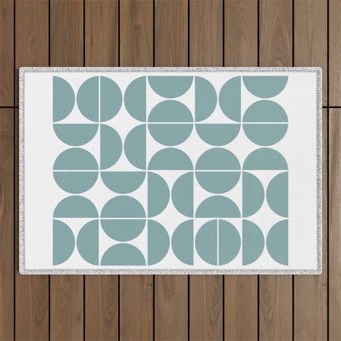 Mid Century Modern Geometric 04 Glass Blue Outdoor Rug