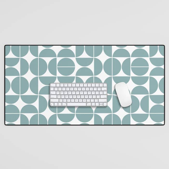 Mid Century Modern Geometric 04 Glass Blue Desk Mat