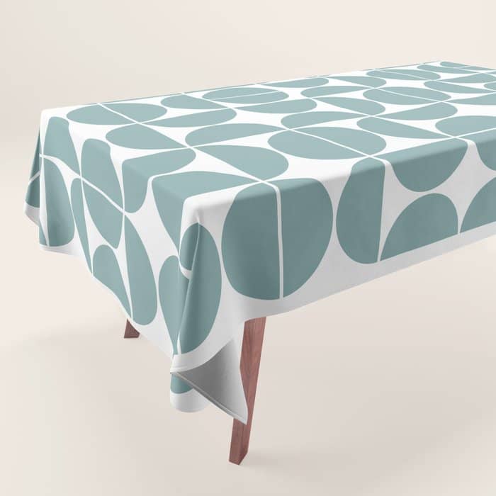 Mid Century Modern Geometric 04 Glass Blue Tablecloth