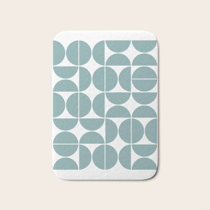 Mid Century Modern Geometric 04 Glass Blue Bath Mat