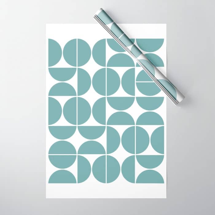 Mid Century Modern Geometric 04 Glass Blue Wrapping Paper