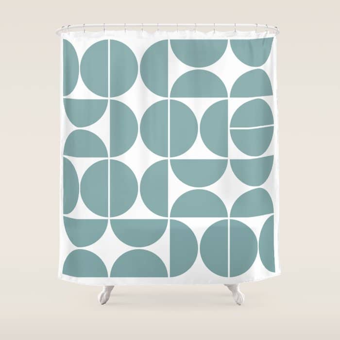 Mid Century Modern Geometric 04 Glass Blue Shower Curtain