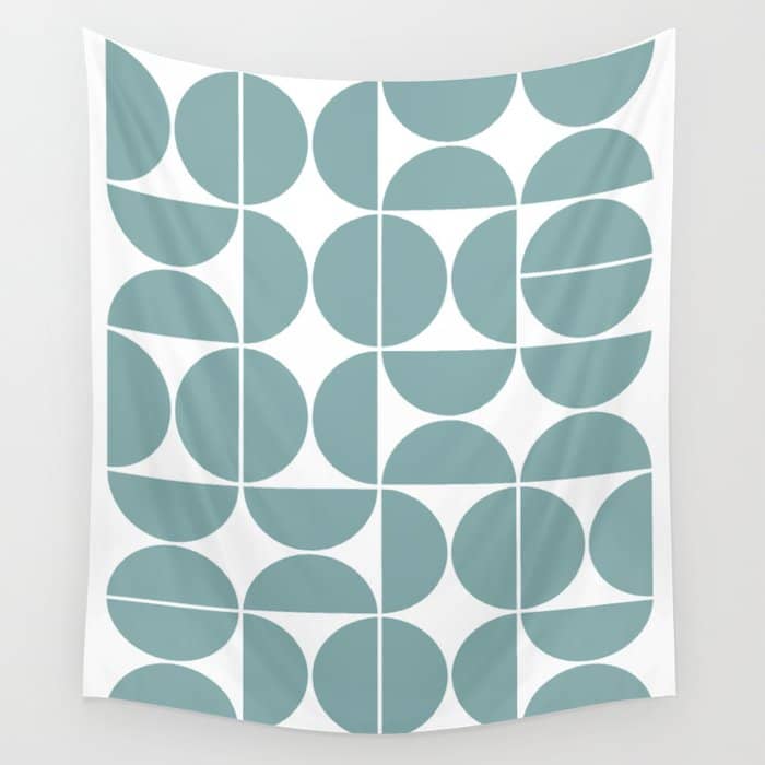 Mid Century Modern Geometric 04 Glass Blue Wall Tapestry