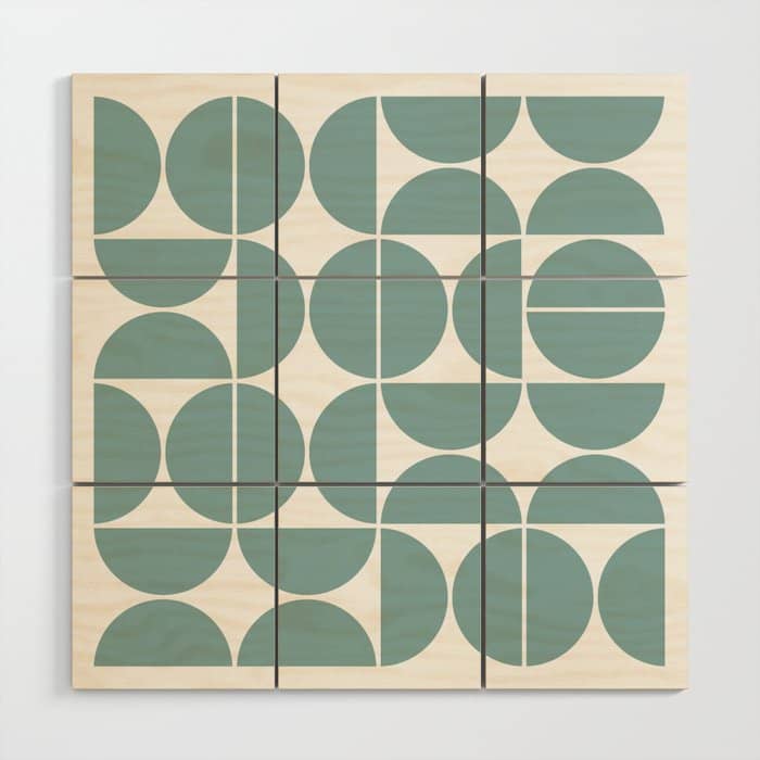 Mid Century Modern Geometric 04 Glass Blue Wood Wall Art
