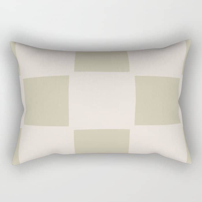 Playful Check In Olive Green Rectangular Pillow