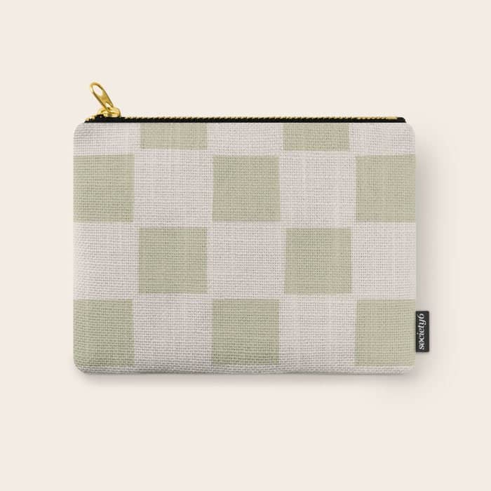 Playful Check In Olive Green Carry All Pouch