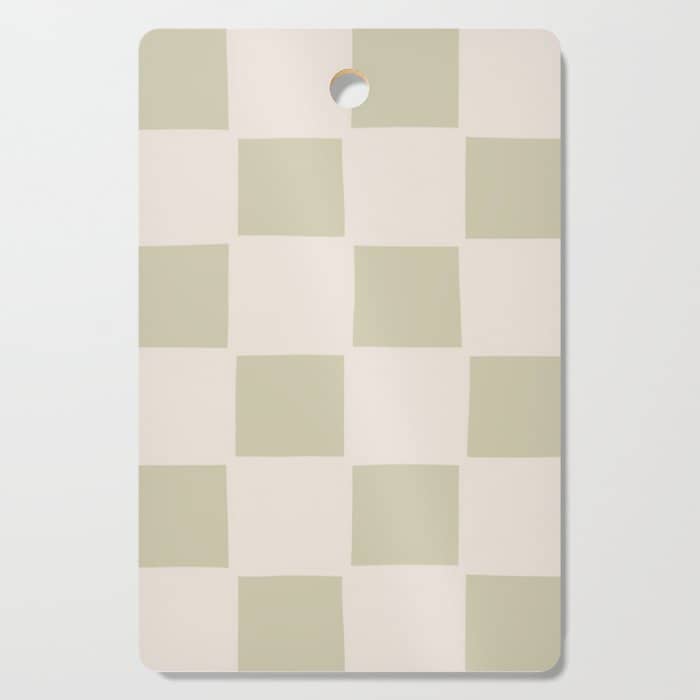 Playful Check In Olive Green Cutting Board