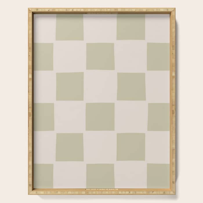 Playful Check In Olive Green Serving Tray