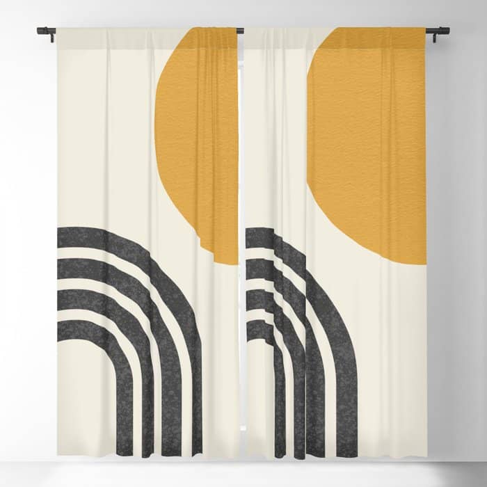 Mid Century Modern Sun And Rainbow Window Curtain