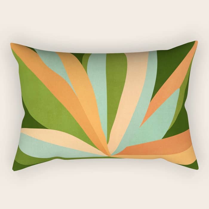 Colorful Agave Painted Cactus Illustration Rectangular Pillow