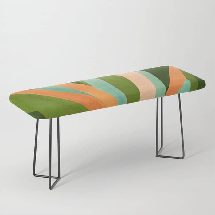 Colorful Agave Painted Cactus Illustration Bench