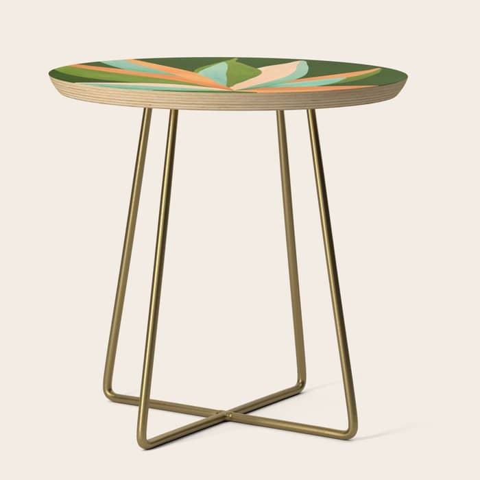 Colorful Agave Painted Cactus Illustration Side Table