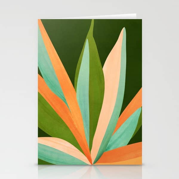 Colorful Agave Painted Cactus Illustration Stationery Card