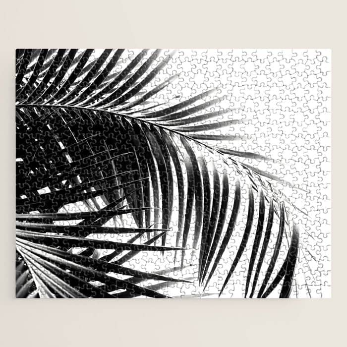Palm Leaves Black & White Vibes #3 #Tropical #Decor #Art #Homestorie Jigsaw Puzzle