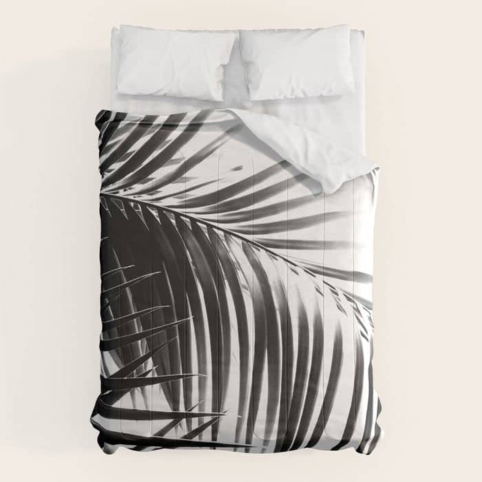 Palm Leaves Black & White Vibes #3 #Tropical #Decor #Art #Homestorie Comforter