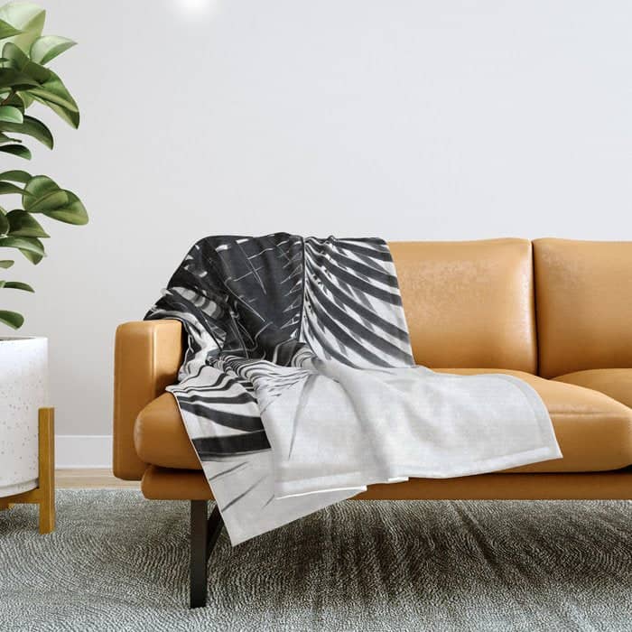 Palm Leaves Black & White Vibes #3 #Tropical #Decor #Art #Homestorie Throw Blanket