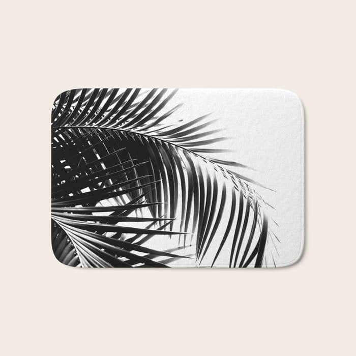 Palm Leaves Black & White Vibes #3 #Tropical #Decor #Art #Homestorie Bath Mat