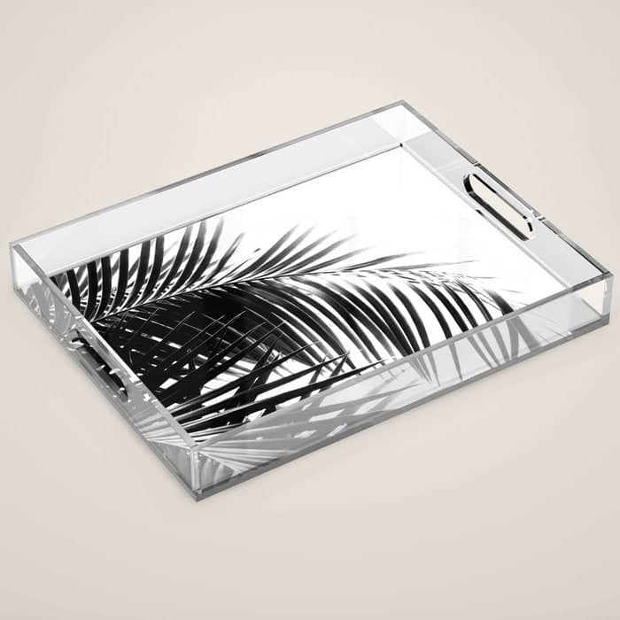 Palm Leaves Black & White Vibes #3 #Tropical #Decor #Art #Homestorie Acrylic Tray
