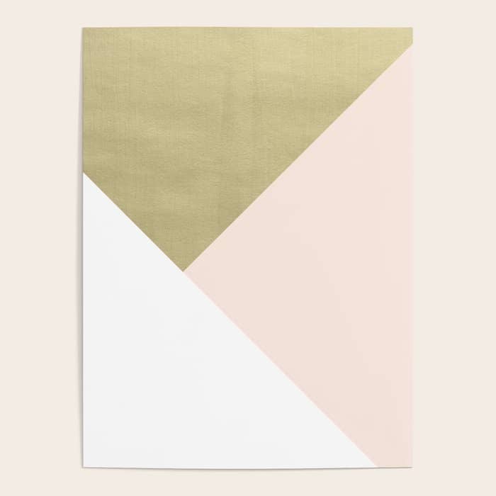 Gold Meets Blush & White Geometric #1 (Faux Foil) #Decor #Art #Homestorie Poster