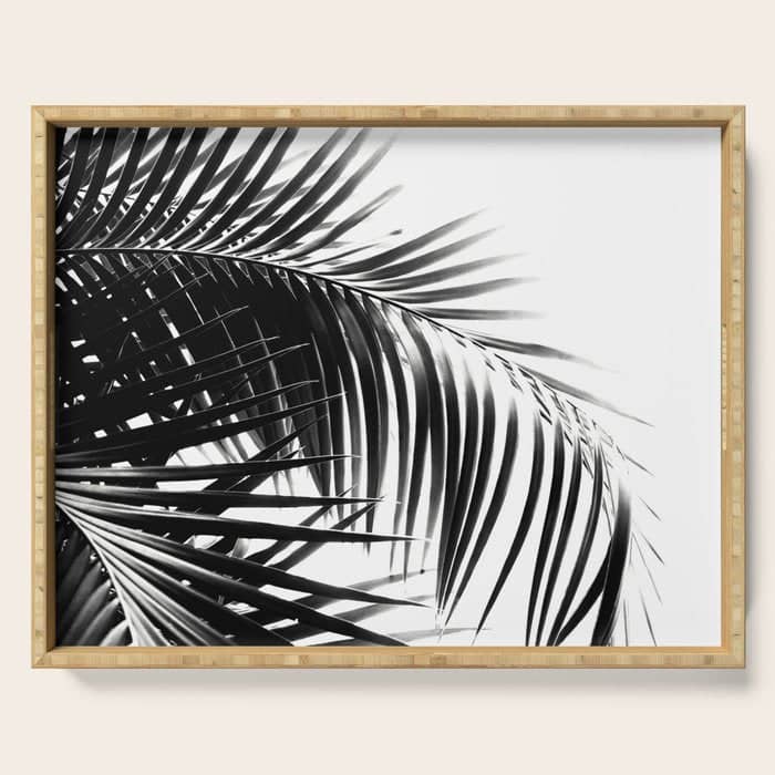 Palm Leaves Black & White Vibes #3 #Tropical #Decor #Art #Homestorie Serving Tray