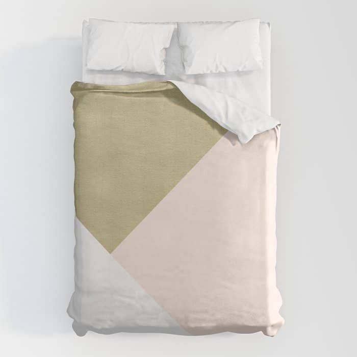 Gold Meets Blush & White Geometric #1 (Faux Foil) #Decor #Art #Homestorie Duvet Cover