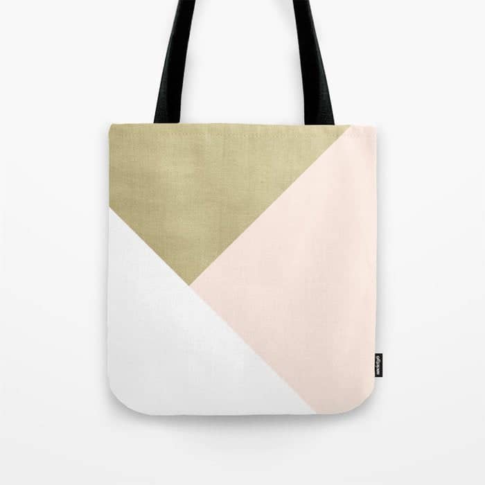 Gold Meets Blush & White Geometric #1 (Faux Foil) #Decor #Art #Homestorie Tote Bag