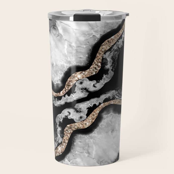 Yin Yang Agate Glitter Glam #8 #Gem #Decor #Art #Homestorie Travel Mug