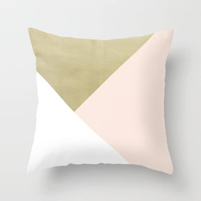 Gold Meets Blush & White Geometric #1 (Faux Foil) #Decor #Art #Homestorie Throw Pillow