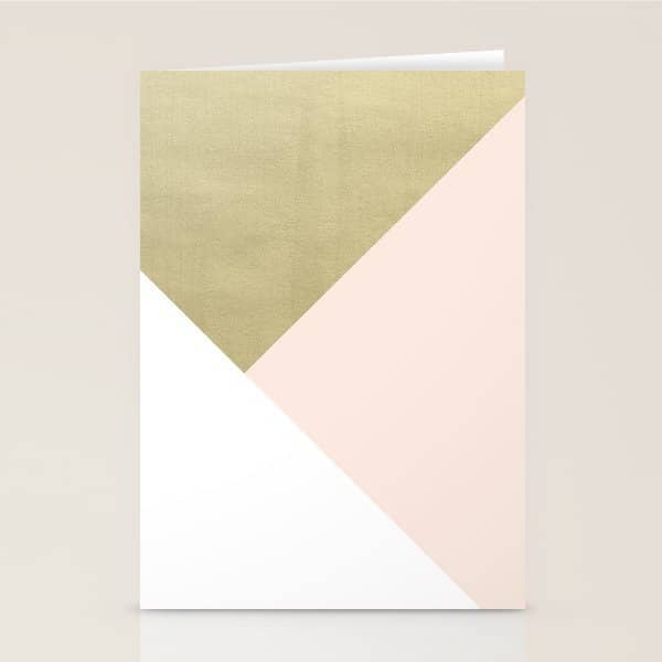 Gold Meets Blush & White Geometric #1 (Faux Foil) #Decor #Art #Homestorie Stationery Card