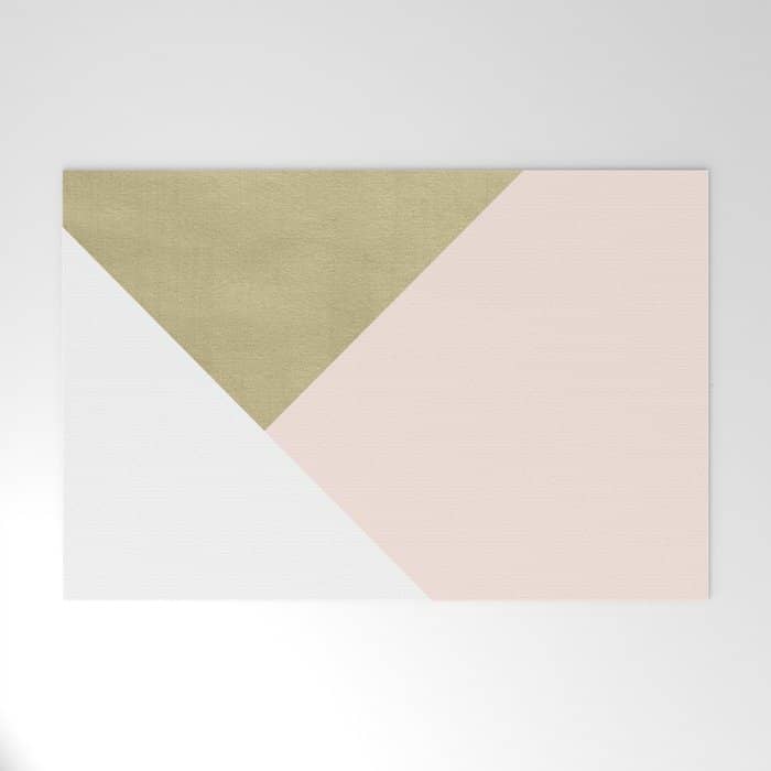 Gold Meets Blush & White Geometric #1 (Faux Foil) #Decor #Art #Homestorie Welcome Mat