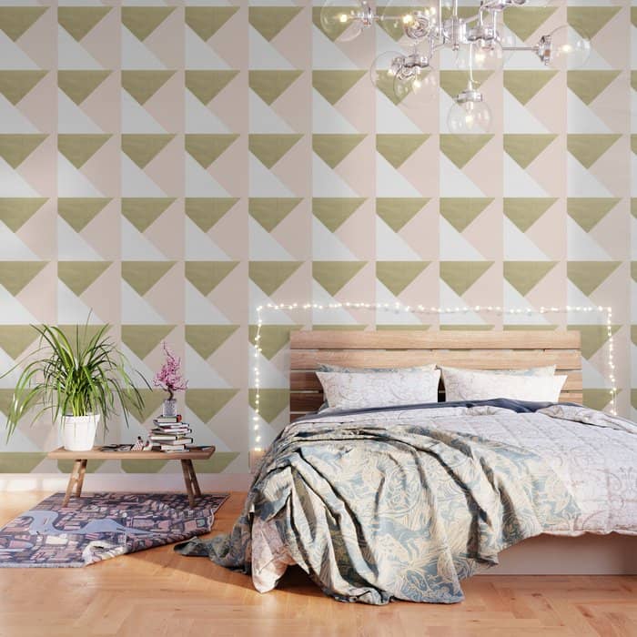 Gold Meets Blush & White Geometric #1 (Faux Foil) #Decor #Art #Homestorie Wallpaper