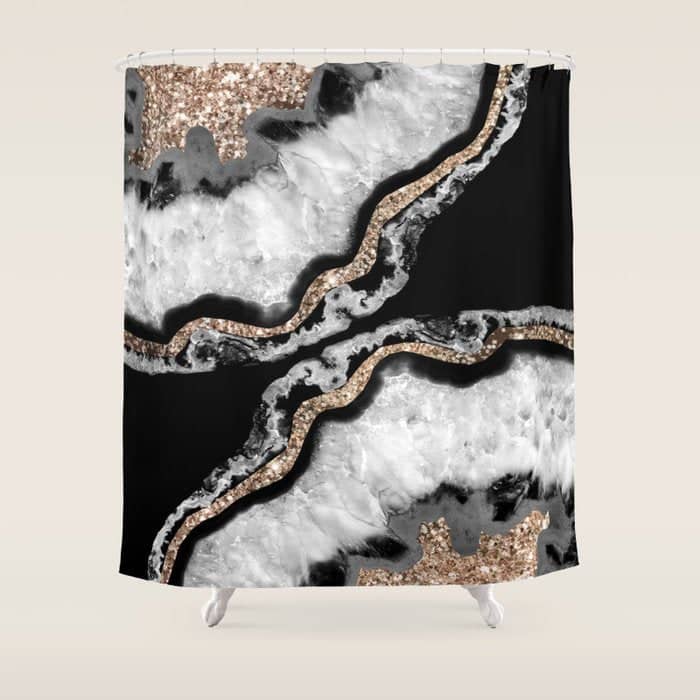 Yin Yang Agate Glitter Glam #8 #Gem #Decor #Art #Homestorie Shower Curtain
