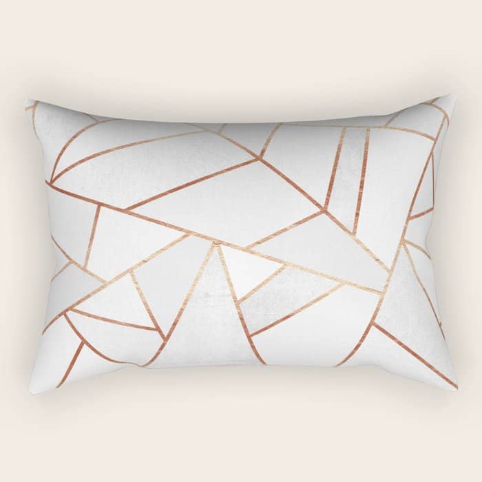 White Stone & Copper Lines Rectangular Pillow