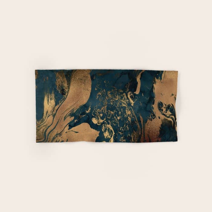 Emerald Indigo And Copper Glamour Marble Bath Towel