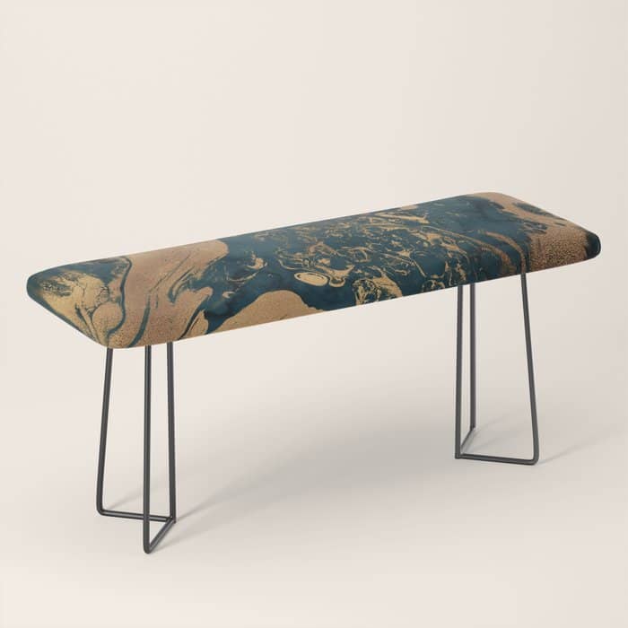Emerald Indigo And Copper Glamour Marble Bench