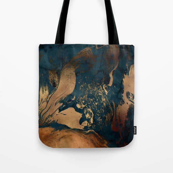 Emerald Indigo And Copper Glamour Marble Tote Bag