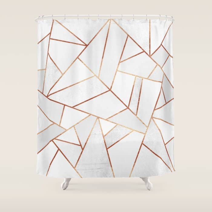 White Stone & Copper Lines Shower Curtain