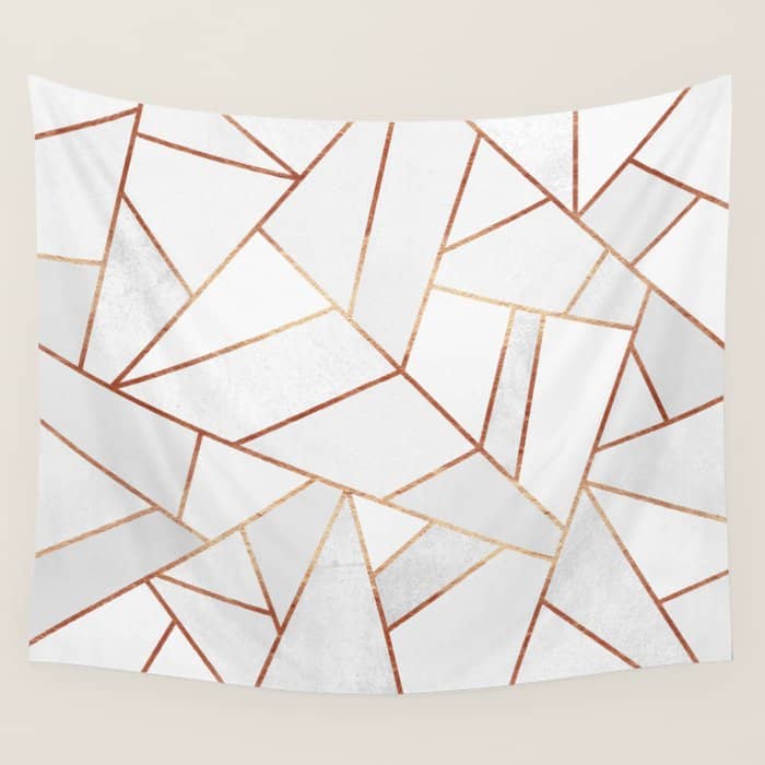 White Stone & Copper Lines Wall Tapestry