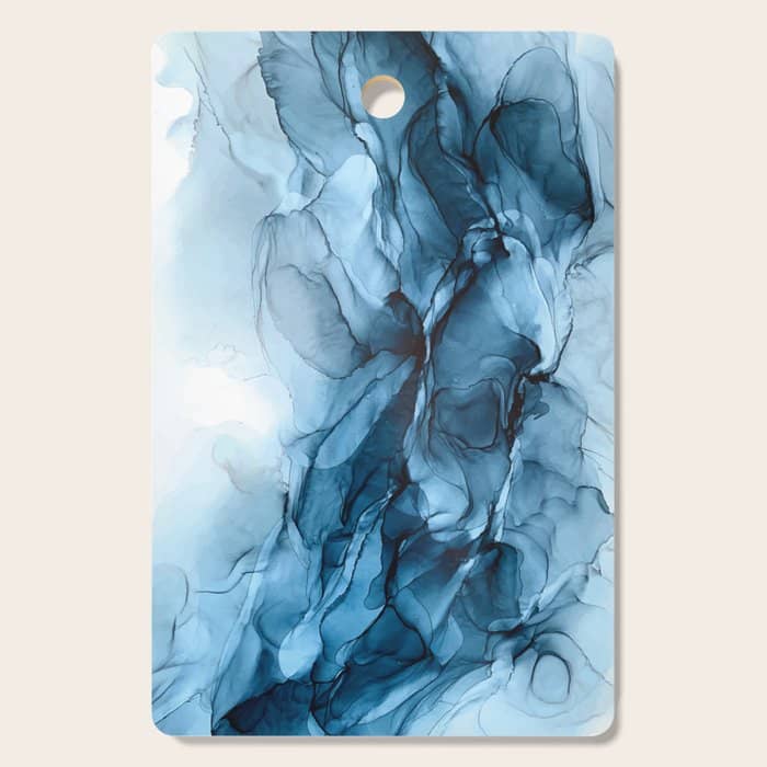 Deep Blue Flowing Water Abstract Painting Cutting Board
